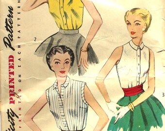 Simple to Make Sleeveless Blouse Bust 32 Simplicity 4238 Vintage Sewing Pattern