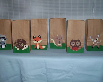 Baby shower woodland animal favor bags, Birthday favor bags