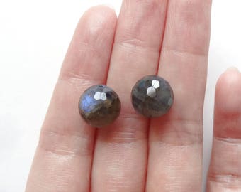 Labradorite Half Top Drilled Faceted Rounds Balls 10 mm One Pair Perfect for earrings G6447zf3372