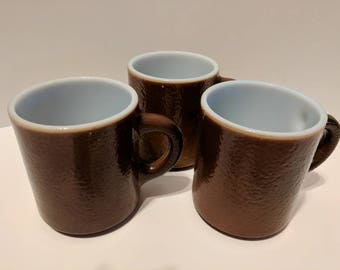 Brown milk glass mugs set of 3