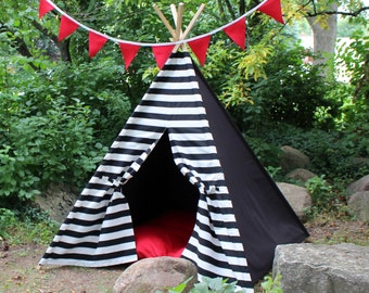 READY TO SHIP Kids Teepee Tent, Two Sizes, Can Include Window, Play Tent Tee Pee, Poles Included