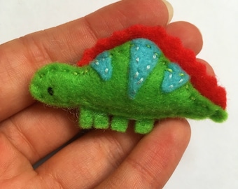Hand embroidered felt brooch - Rupert the Stegosaurus