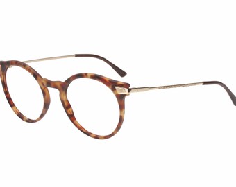 Allison round tortoise eyeglasses, tortoise demi blonde cello frames with golden temples, hand made in Italy, NOS 1980s