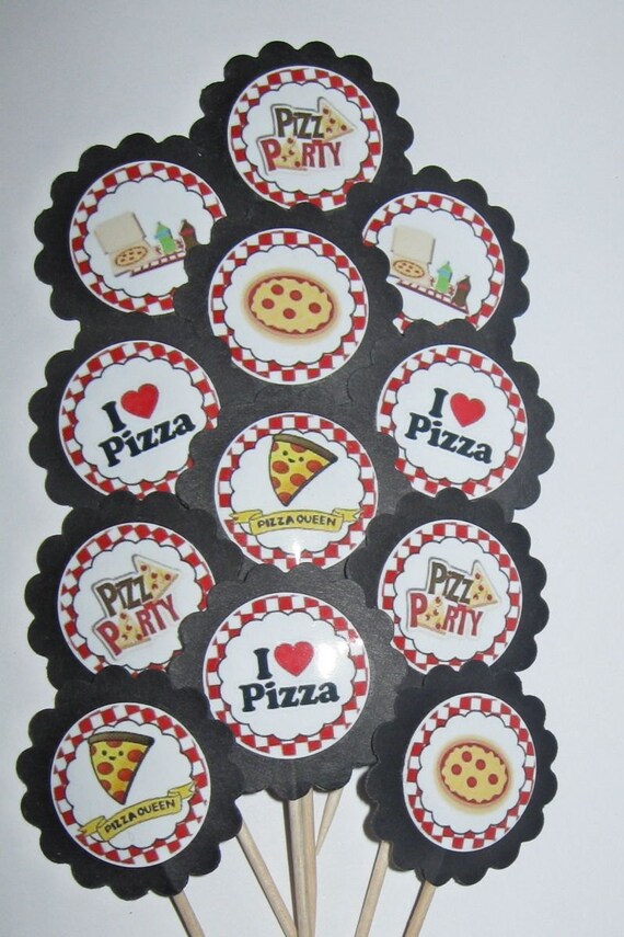 Pizza Party Cupcake Toppers/Party Picks Item 1170