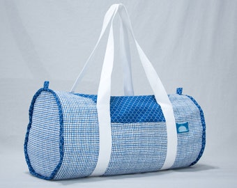 "Calf" - blue scales & blue Plaid duffel bag