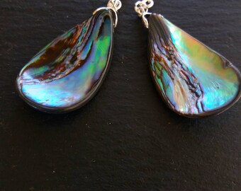 Real abalone earrings sterling silver earrings abalone jewelry abalone earrings wedding abalone teardrop bridal earrings gift for her