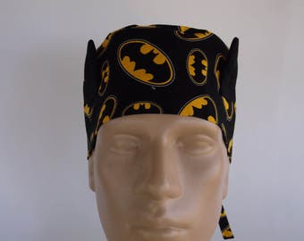 Batman Ears Men's Surgical Scrub Hat with sweatband option, Surgical Cap, Bakers Hat, 103-900