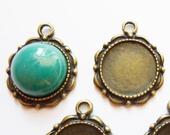 ornement de paramètres, Ø12mm, cabochon 2, bronze