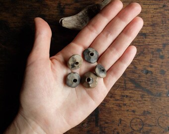 5 ceramic beads; handmade; artisan beads;rustic beads; primitive earthy; craft beads