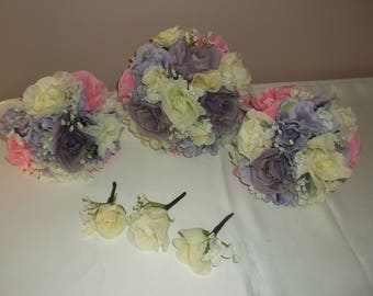 Pre Made Lilac/Pink/Ivory Wedding Bouquets