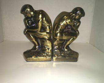 Bronze Thinking Man Bookends from 1928