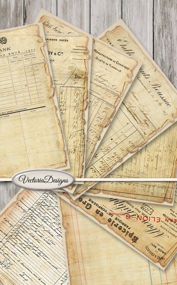 Vintage Ephemera Papers printable 8.5 x 11 inch paper pack