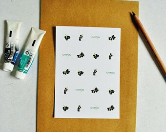 Map black berries with the text greetings A6