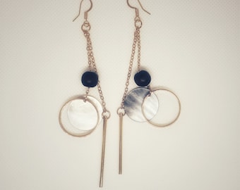 Metal mixed media earrings with hoops