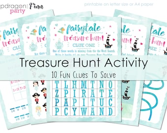 Pirate & Princess Birthday Party Game - Clue Solving Activity - Princess and Pirate Party Activity - Solve the Clues - Just Print and Play