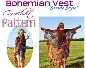 Boho Vest pattern - Crochet Bohemian Vest / Circle Vest / Bohemian Vest / Boho Crocheted Vest Pattern