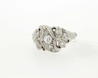 14K Diamond Swirl Ring