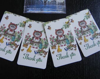 4 small cards "Cat/handmade" 8.5 x 5.3 cm