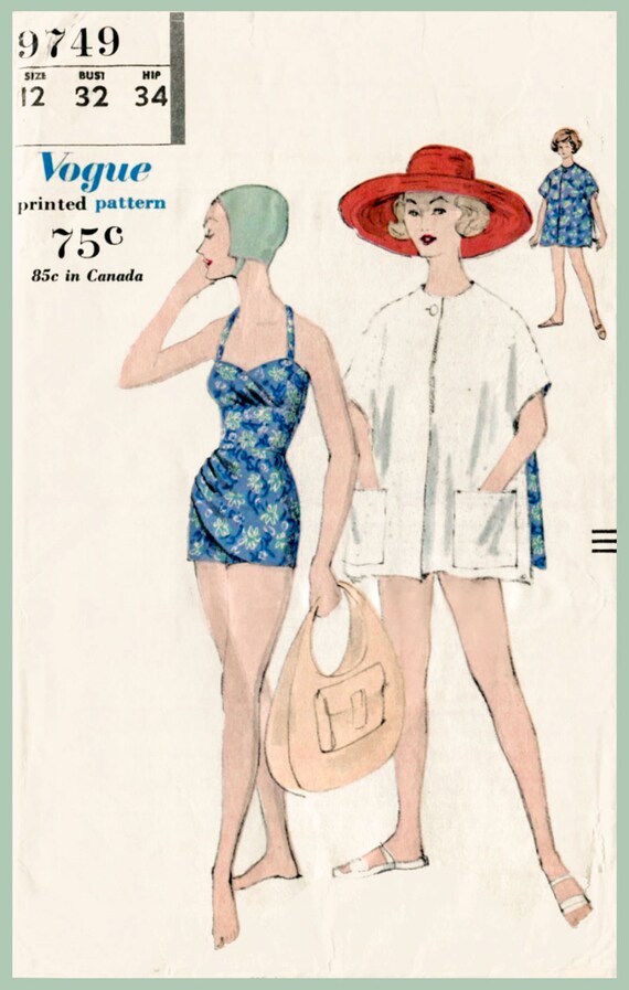 1950s 50s vintage swimsuit sewing pattern bikini beach swim