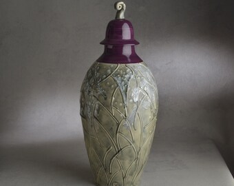 Lidded Jar Ready To Ship Purple and Gray Lidded Jar by Symmetrical Pottery