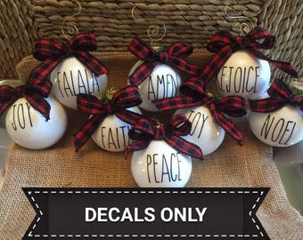 Rae Dunn Inspired Ornament DECALS, DECALS ONLY, Rae Dunn Decals, Rae Dunn, Fast Shipping!