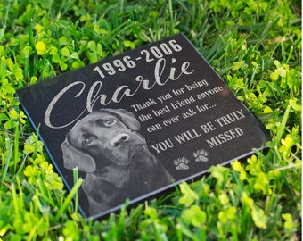 Personalized Memorial Pet Stone Granite - Engraved Headstone with YOUR Pets Photo Burial Cemetery Stone, Grave Marker for Best Companion #10