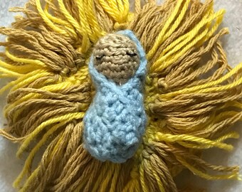 Amigurumi Infant Jesus and Hay figure (Nativity Scene)