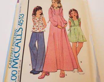 Vintage McCall's Sewing Pattern 4513 Girls' Dress or Top in Size 14