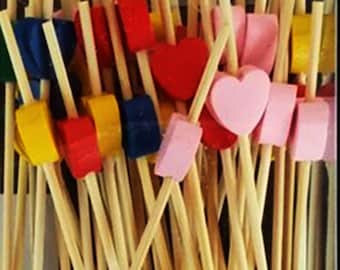 50, Dessert & Fruit Skewers, Valentines party Picks, Hearts, Best valentine desserts toothpicks, Cocktail accessories, Holiday appetizers