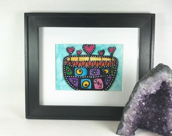 Bowl of Joy - Matted Mixed Media Art Print - 5x7 matted to 8x10 inches - Ready to Frame