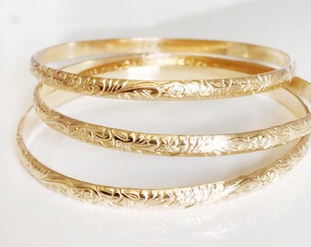 Bangle Jasmin - Hawaiian heirloom bangle - Hawaiian jewelry - bridesmaid gift (B287)