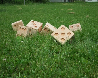 6 (six) Unfinished LARGE wooden dice for yardzee, Farkle, Bunco, yard fun, kids painting project, family fun, outdoor fun, blank dice