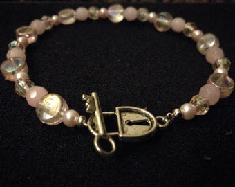 323. Baby Pink Bracelet With Lock & Key Toggle