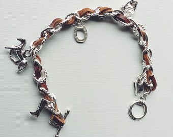 Equestrian Charm Bracelet Horse, Silver Equestrian Gifts, Horse Gifts