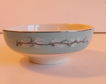 CLEARANCE - Three Rice Bowls Teal Handpainted Branch with White Sprigs (732)