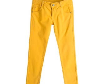 Jeans trousers girls, Jeans trousers toddler girls, Jeans trousers junior, Jeans mustard colored , Jeans kids trousers
