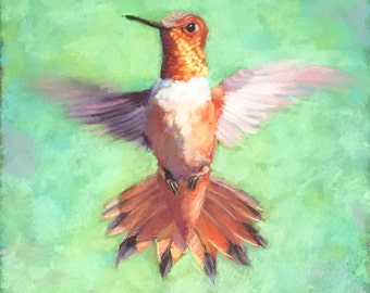 Original Painting of Rufous Hummingbird 8 1/2" x 11" Bird Art Nature