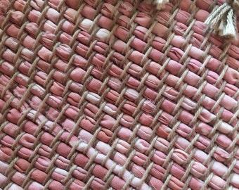 Hand Woven Rag Rug Dusty Rose Twill 26" x 35"