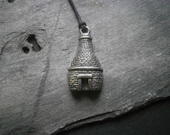 Bottle Kiln Pendant, Pewter, Staffordshire Brick Kiln, Necklace