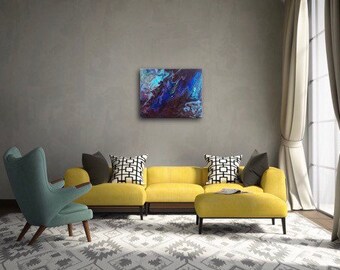 Blue and Purple Abstract Painting | Fluid Art | Acrylic Pour | Home Decor