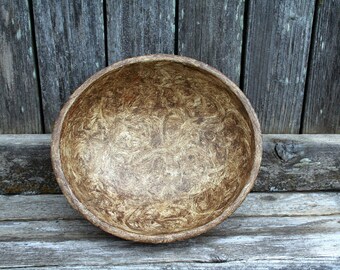 Vintage Painted Munising Round Footed Wood Bowl