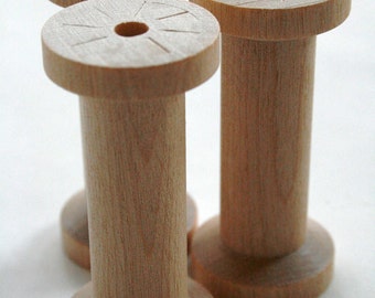 Large Wooden Spools - set of 6 - Natural Wood Thread Spools