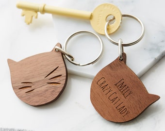 Personalised Cat Lady Keyring