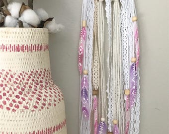 Pink and purple dream catcher, Pink Dreamcatcher, Purple dream catcher, Pink and purple baby gift, First Birthday Gift, Girls Room Decor