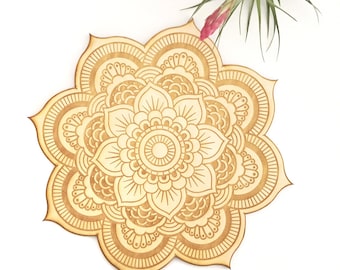 Floral Mandala Wood Sign - Spiritual Wall Art, Wood Mandala, Sacred Geometry Mandala, Geometric Shaped, Bohemian Wall Art, Mandala Wall Art