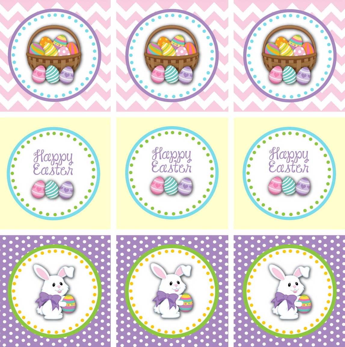 Easter Cupcake Toppers 2 Inch Printable Easter Favor Tags