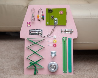 Busy Board - House. Activity board, early development Montessori educational toy.