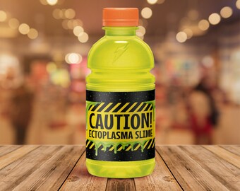Slime Party Sports Bottle Wrappers, Ghost-buster, Ectoplasma Slime, Gatorade Wrapper | Editable Text DIY Instant Download PDF Printable