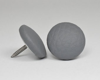 6 nail gray 20mm faux leather-covered buttons