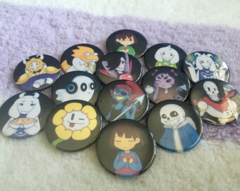 Undertale 1.75" Metal Pinback Button Character Pins